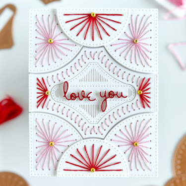 Spellbinders Stitched Fan Valentines Card