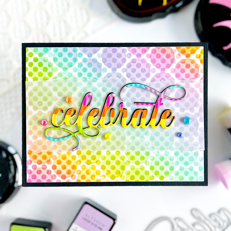 Rainbow Stenciling Birthday Card