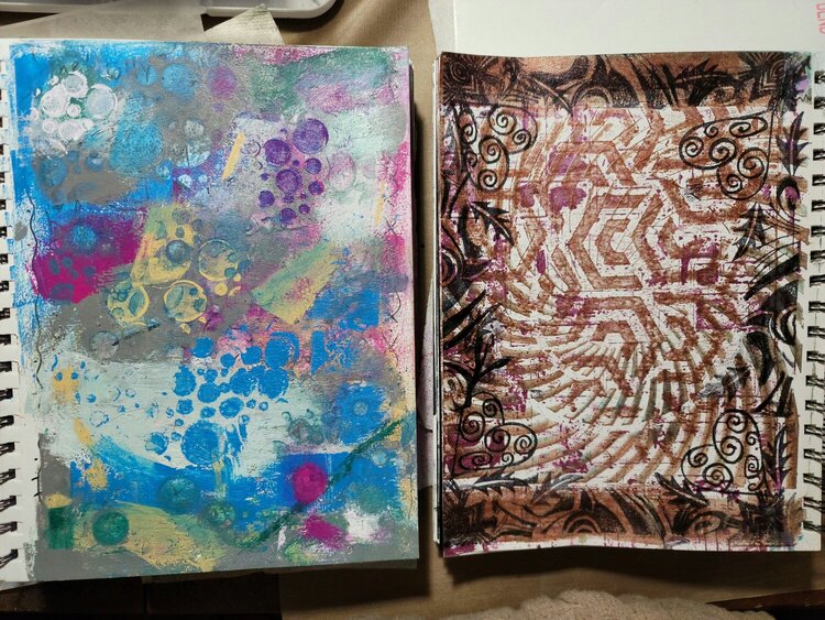 Some of my art journaling in progress, the very 1st ones ever!