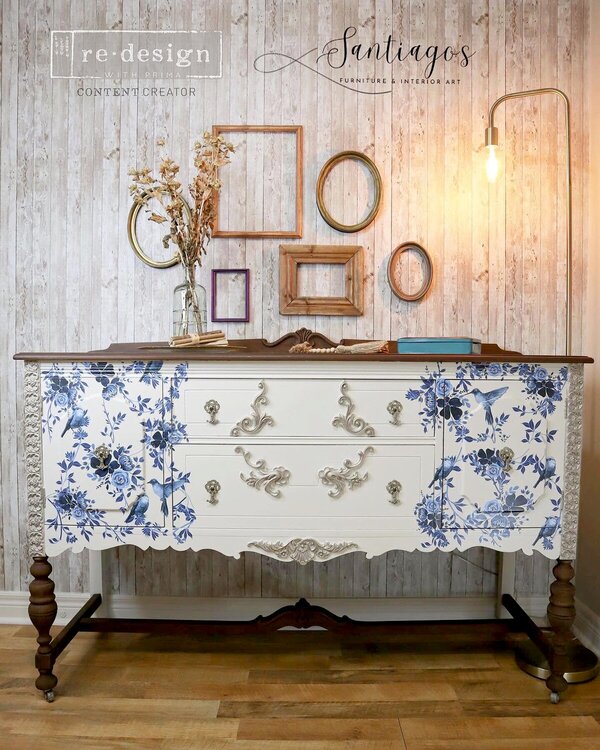 Redesign &#039;Pretty In Blue&#039; Transfer Inspiration by Santiagos Furniture Interior Art