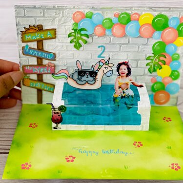 Suns Out Tropical Party themed pop up card