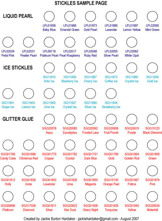 Stickles Sample Chart