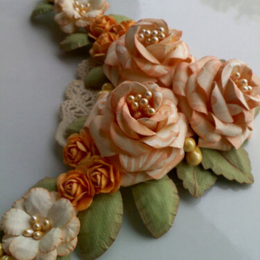 Handmade Paper Flower Spray - Peach and Cream