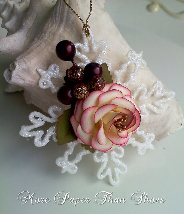 Handmade Rose Snowflake Ornament - &quot;Pretty Flake&quot;