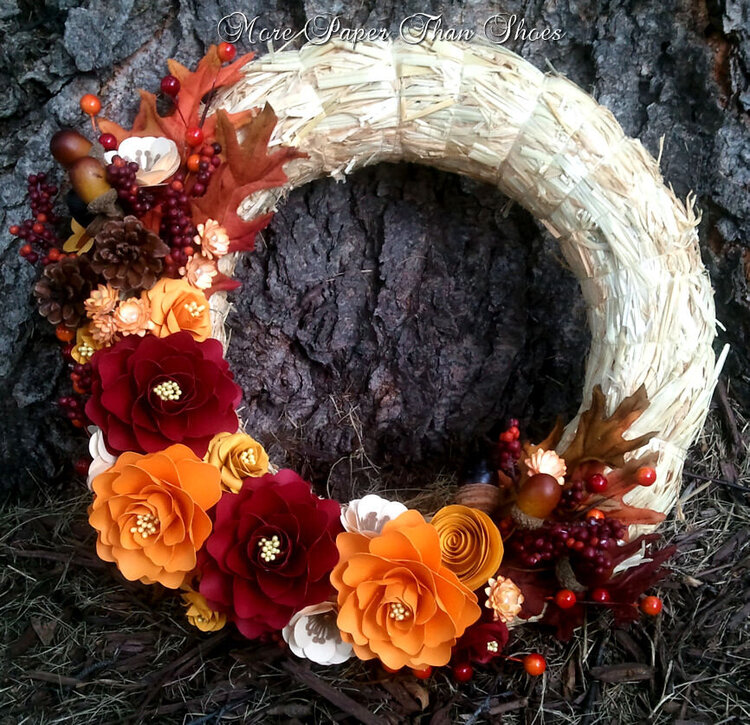 Handmade Paper Flower Wreath - Fall