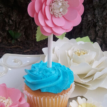 Handmade Paper Flower Cupcake Topper
