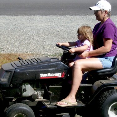 mowing the grass with grandma sept 14
