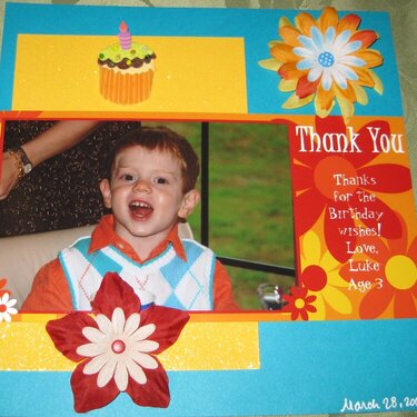 Thank you card - Luke&#039;s 3rd Bday