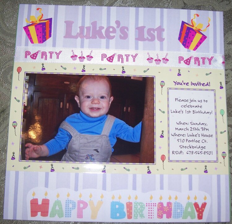 Luke&#039;s 1st Bday party invitation