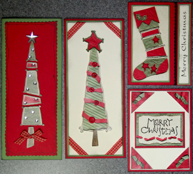 Christmas Cards - cream/green/red