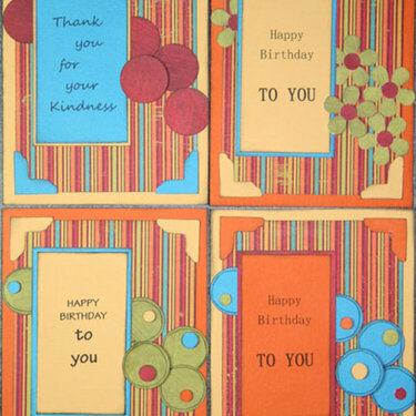 Striped birthday/thank you cards