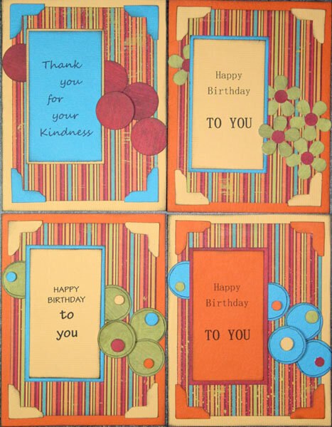 Striped birthday/thank you cards