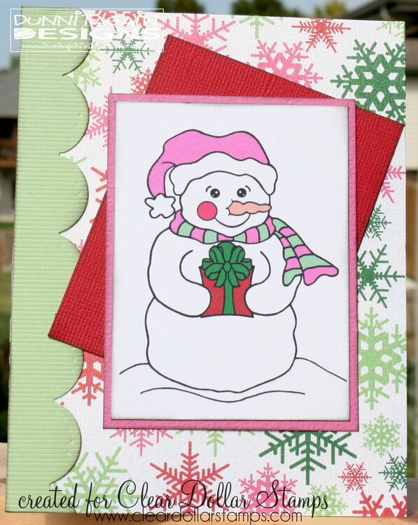 Snowman in pink/green