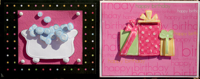 birthday cards (bathtub and presents)
