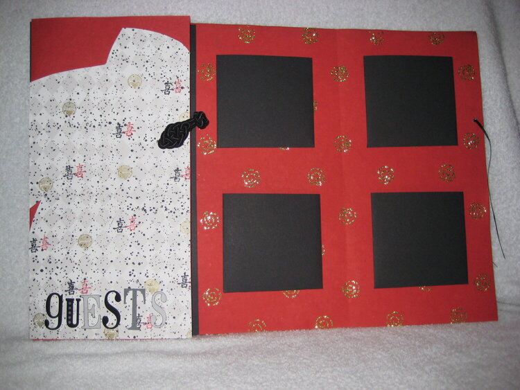 asian themed guest book with open flap