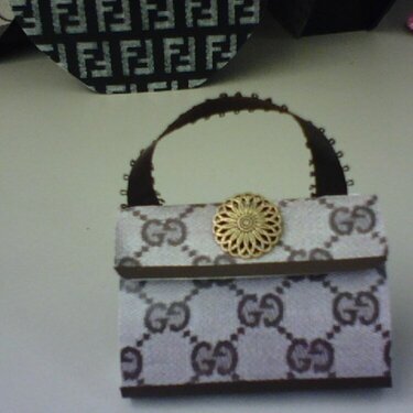 Mini gucci purse with chapstick inside bridal favor