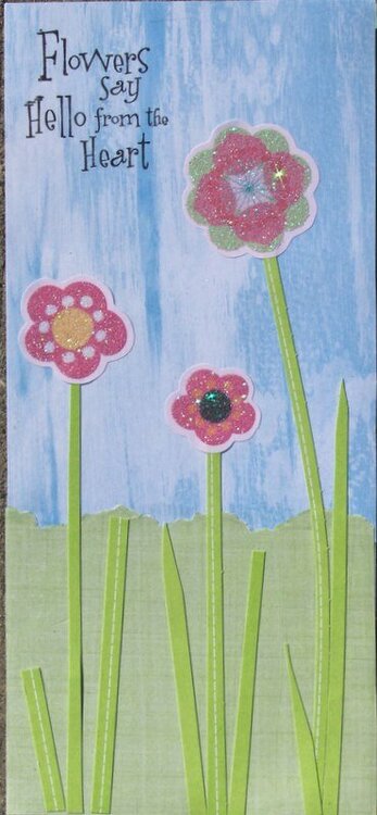 *Flowers say Hello from the Heart card- Oct technique tearing challenge