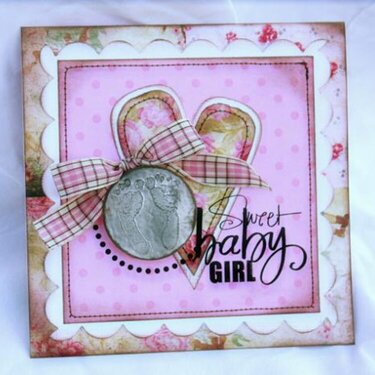 Sweet Baby girl card--- faux metal