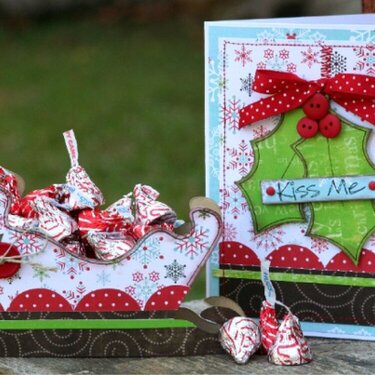 Kiss Me card and sleigh-ful of kisses 
