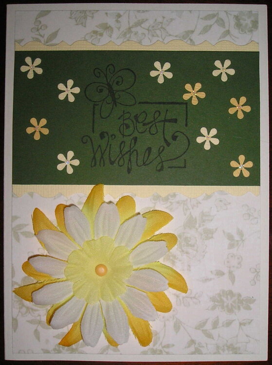 Best Wishes card - yellow &amp; green