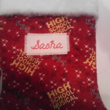 Cross Stitching on High School Musical Stocking