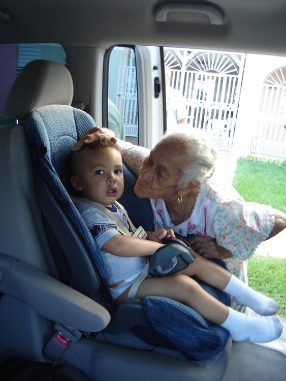 my grandson meeting his great-great- grandmother for the first time on PR. She will be 100 years this 2012!