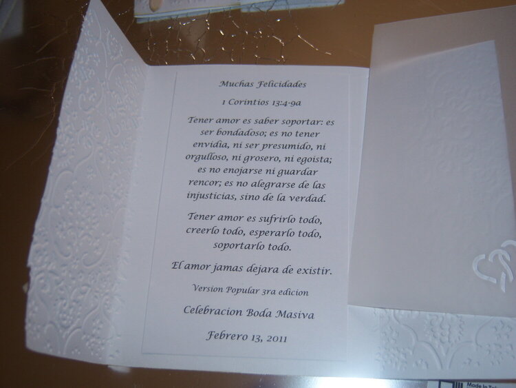 inside wedding congratulation card