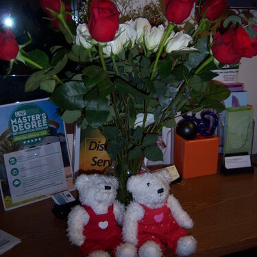 Very surprise when my husband brought the flowers to my work on Valentine's Day!