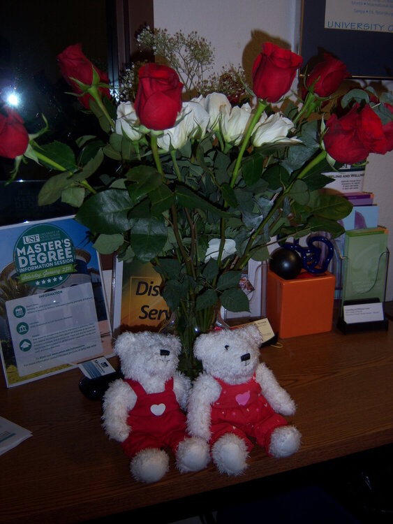 Very surprise when my husband brought the flowers to my work on Valentine&#039;s Day!