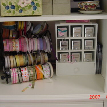 storage for ribbon, die cuts &amp; markers (in painted box)_