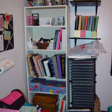 Scrapbook Studio shelves and paper storage