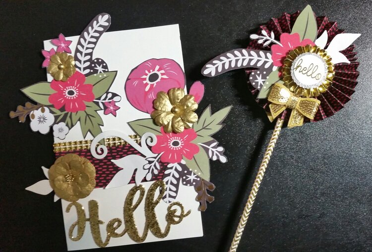 Fussy cut hello card and wand by Monique Fox
