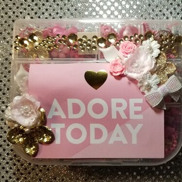 Pink and gold embellishment box by Monique Fox