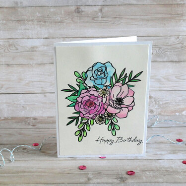 Watercolor Florals - Birthday Card