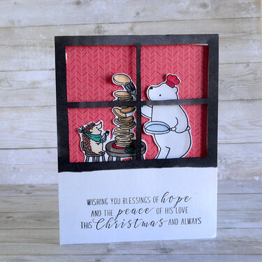 Christmas window Card With Hedgehogs