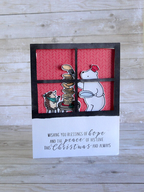 Christmas window Card With Hedgehogs