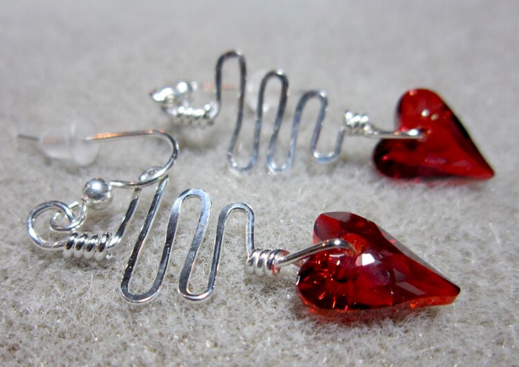 Hand hammered wrapped hearts