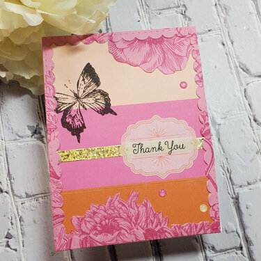 Thank You Card with Pattern Paper, Stamps, &amp; Stickers
