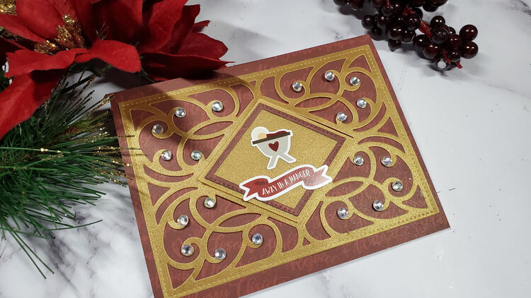 Christmas Card with Background Die and Gold Vellum