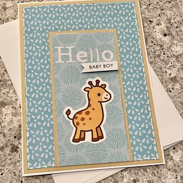 Baby boy card with giraffe