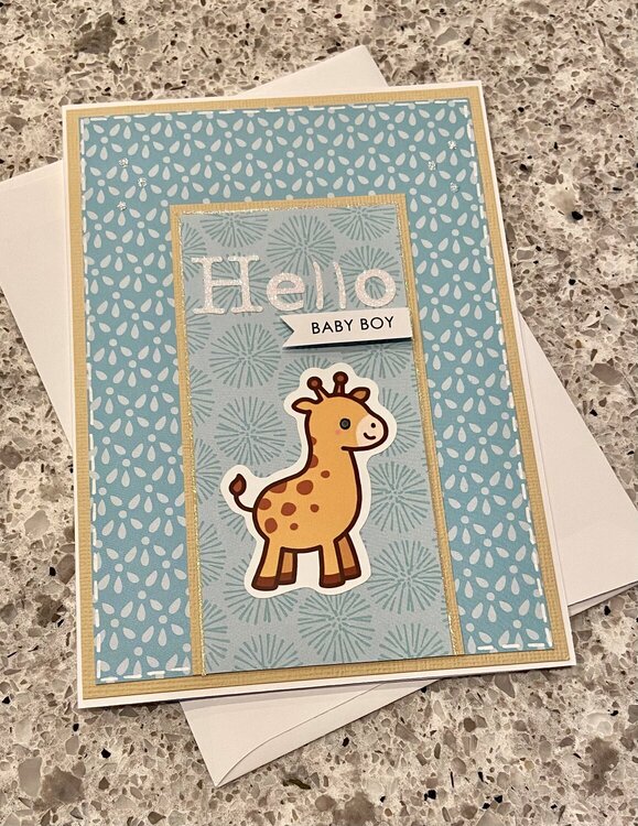 Baby boy card with giraffe