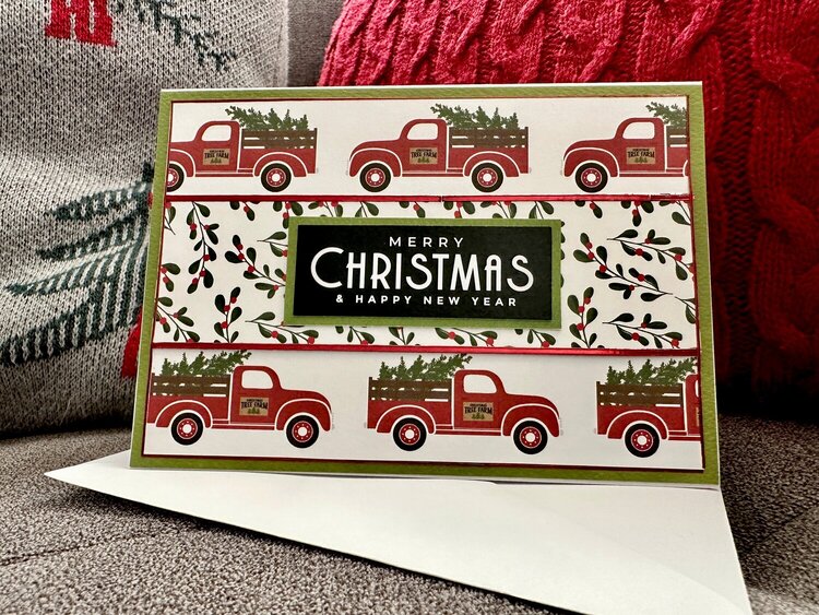 Red trucks &amp; boughs card