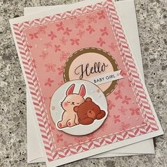 Baby girl teddy & bunny card