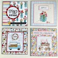 Square summer floral cards