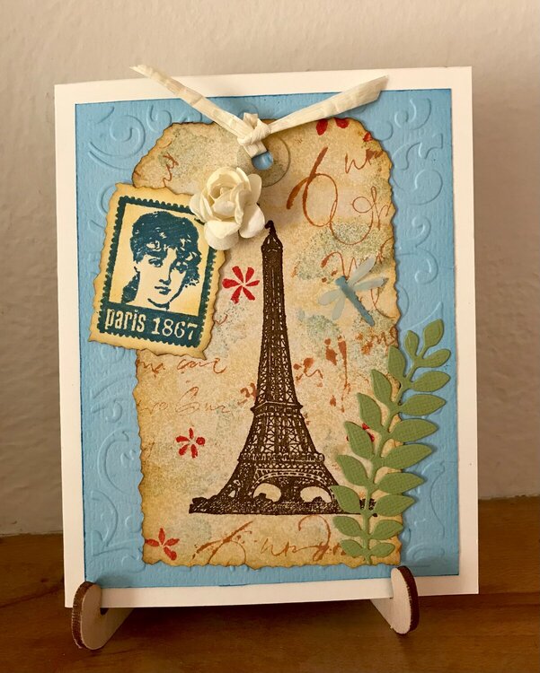 Eiffel Tower Collage Tag Card