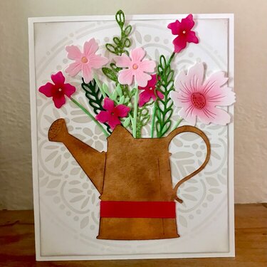 Watering Can with Pink Flowers