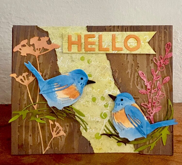 Two Bluebirds Hello card