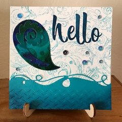 Hello card in blue