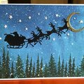 Blue Spray Ink Background Christmas Cards