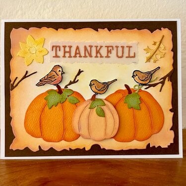 Pumpkin &amp; Birds Thankful card